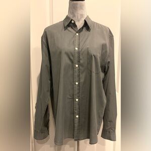 EUC FAHERTY Collared Button Up Long Sleeve Shirt Curved Hem Cottage Core